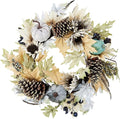 Admired By Nature 24 Inch Artificial Pumpkin Sunflower Fall Wreath Wall Door Farmhouse Decor For Home Office Thanksgiving Harvest Wreaths For Front Door Cemetery Wreaths Indoor Outdoor, Rustic White-Ruum Studio Home