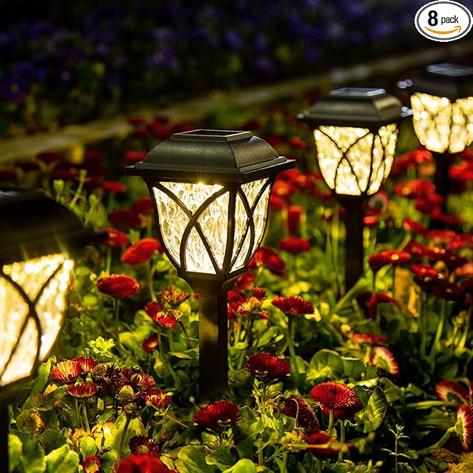 GIGALUMI Solar Lights Outdoor Waterproof, 8 Pack LED Solar Garden Lights, Outdoor Decorations, Garden Decor for Yard, Patio, Landscape, Planter, Walkway (Warm White)-Ruum Studio Home
