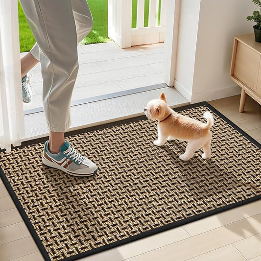 LEKEEPGO Door Mat Indoor Entrance 17"x29", Absorbent Indoor Door Mat, Non Slip Rubber Backing Inside Door Mats, Washable Floor Mat, Low-Profile Doormat for Front Door, Entryway, Entrance, Black-Ruum Studio Home
