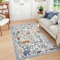 OJIA Jungle Print Washable Area Rugs 5x7, Soft Modern Rugs for Living Room Ultra-Thin Non-Shedding Bedroom Rug, Stain Resistant Neutral Area Rug Large Carpet for Dining Room Kids Nursery Playroom-Ruum Studio Home