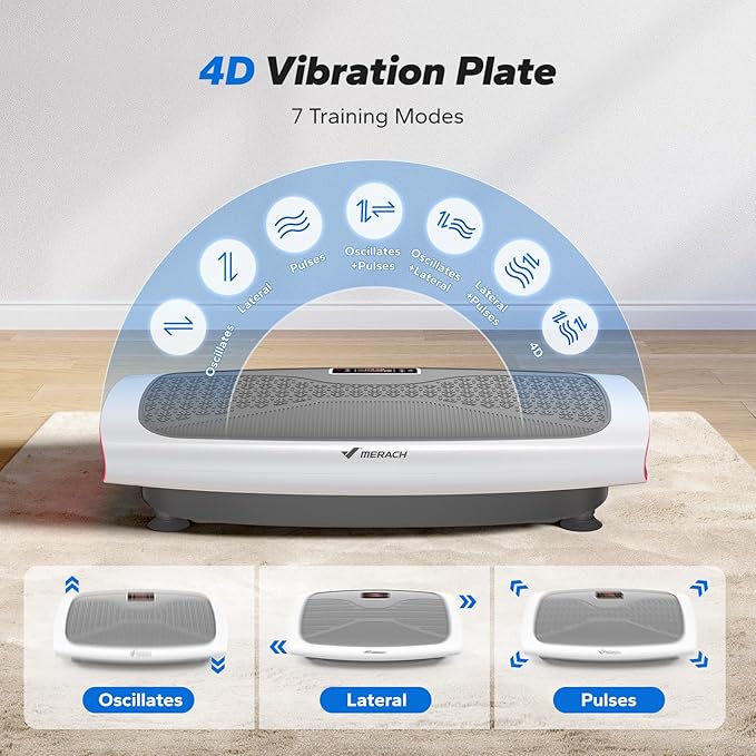 MERACH Vibration Plate Exercise Machine, 3D & 4D Vibration Plate with 2 Tension Ropes LED Display, Whole Body Vibration Platform for Women Men, Exercise Equipment for Home-Ruum Studio Home