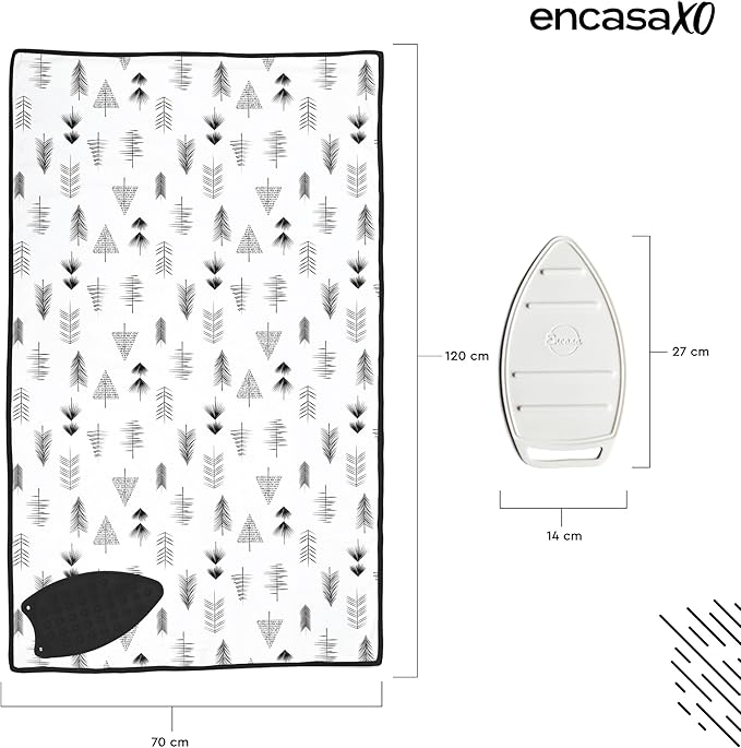 Encasa XO Ironing Mat/Pad (Large 48"x28") with 3mm Padding & Silicone Iron Rest for Steam Pressing on Tabletop or Bed - Heat Resistant, Portable, Quilting & Travel Blanket - Black Arrow-Ruum Studio Home