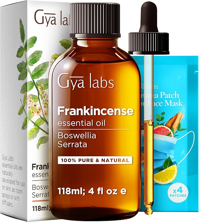 Gya Labs Frankincense Essential Oil - Huge 4 Fl Oz - 100% Pure Natural Frankincense Oil for Skin, Face, Body, Massages - Premium Grade for Wellness, Comfort & Candle Making Scent-Ruum Studio Home
