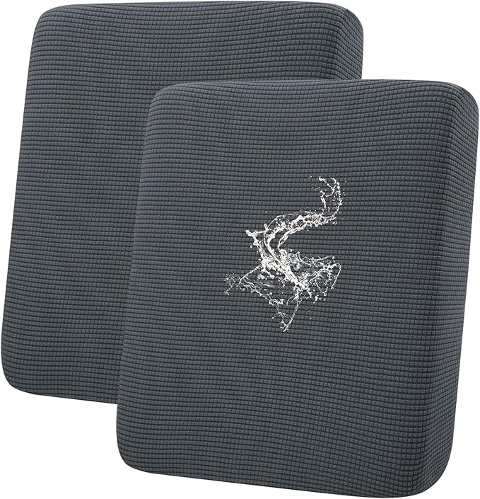 hyha Waterproof Couch Cushion Covers, Washable Sofa Cushion Slipcovers, Thick Stretch Jacquard Fabric, Couch Sofa Covers for Pets with Elastic Bottom (2 Pieces, Grey)-Ruum Studio Home