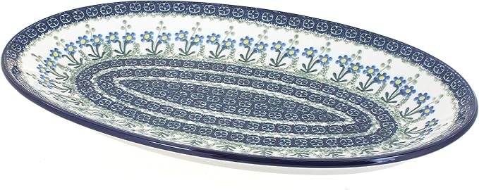Blue Rose Polish Pottery Blue Posy Oval Platter-Ruum Studio Home