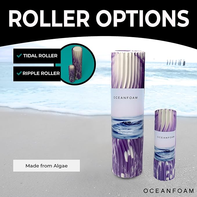 Oceanfoam Tidal Roller - Purple Marbled - Muscle Massage Foam Roller for Back Pain & Stretching - Firm and Ergonomic Wide Wave Textured - Yoga, Athletics, & Wellness - Full Size, 20" x 5"-Ruum Studio Home