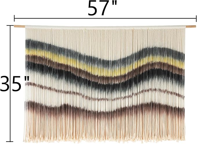 Macrame Wall Hanging Boho Chic Wall Art Macrame Wall Decor Fiber Yarn Tapestry Dip-Dye Living Room Home Bedroom Wall Decor 57" Wx 35" L-Ruum Studio Home