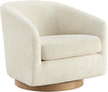 CHITA Swivel Accent Chair, FSC Certified Upholstered Fabric Barrel Chair for Living Room, Fully Assembled, Cream-Ruum Studio Home