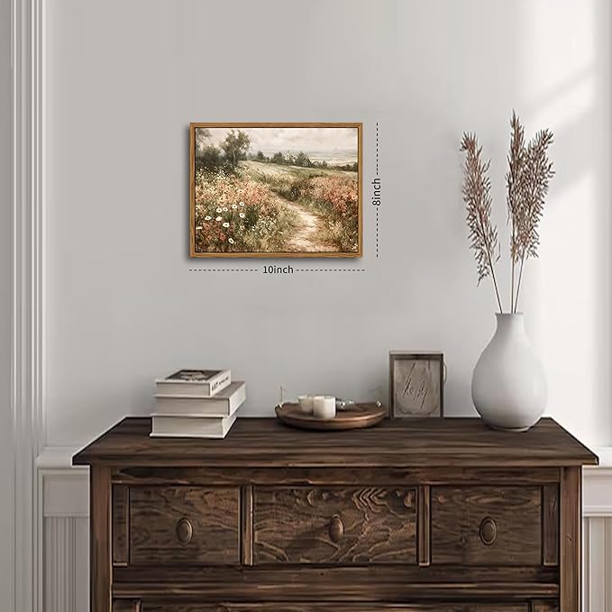 Vintage Framed Wall Art for Living Room – Vintage Wildflower Pictures Oil Paintings Canvas Prints – Country Flower Modern Farmhouse Wall Decor for Bathroom Bedroom Home Office – 8x10in-Ruum Studio Home