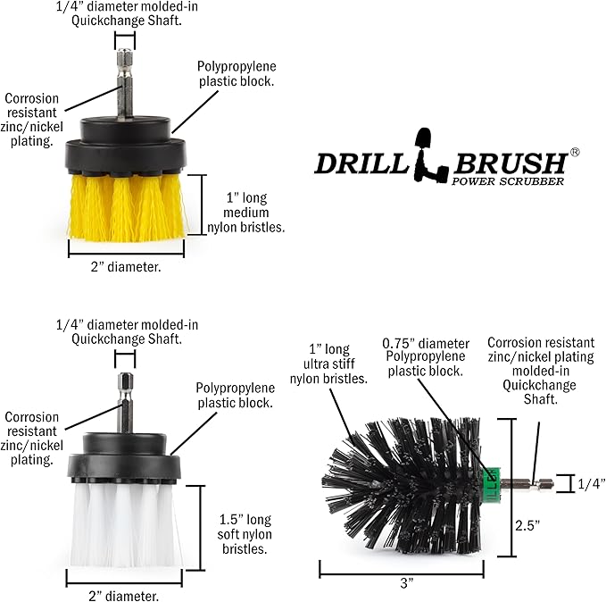 Variety Multi-Pack Drill Brush Attachments for Cleaning Car, Truck, Carpet, Boat, Bathroom, Kitchen, Grill, Griddle - Drill Brush for Car Detailing Kit - Grill Cleaning Kit - Grilling Accessories-Ruum Studio Home