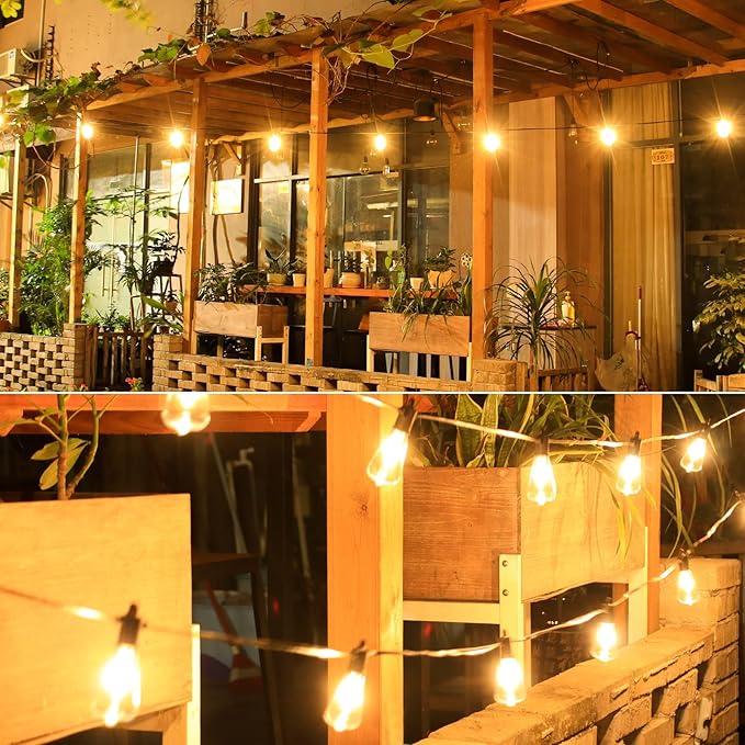 100FT Outdoor String Lights, LED Patio Lights with 50+3 ST38 Vintage Edison Shatterproof Bulbs, IP65 Weatherproof Outside Hanging Lights for Backyard Bistro Cafe Garden(50FTx2)-Ruum Studio Home
