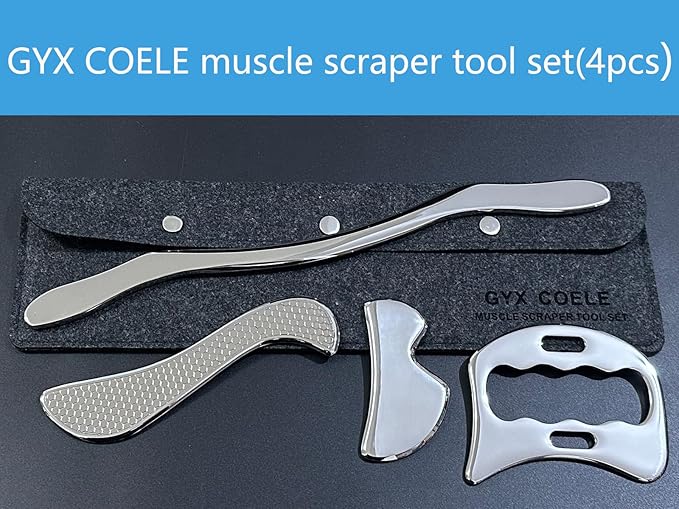 Muscle Scraper IASTM Tool Set (4-Piece) gua sha Stainless Steel fascial Release Tool deep Soft Tissue Massage Tool Set-Ruum Studio Home