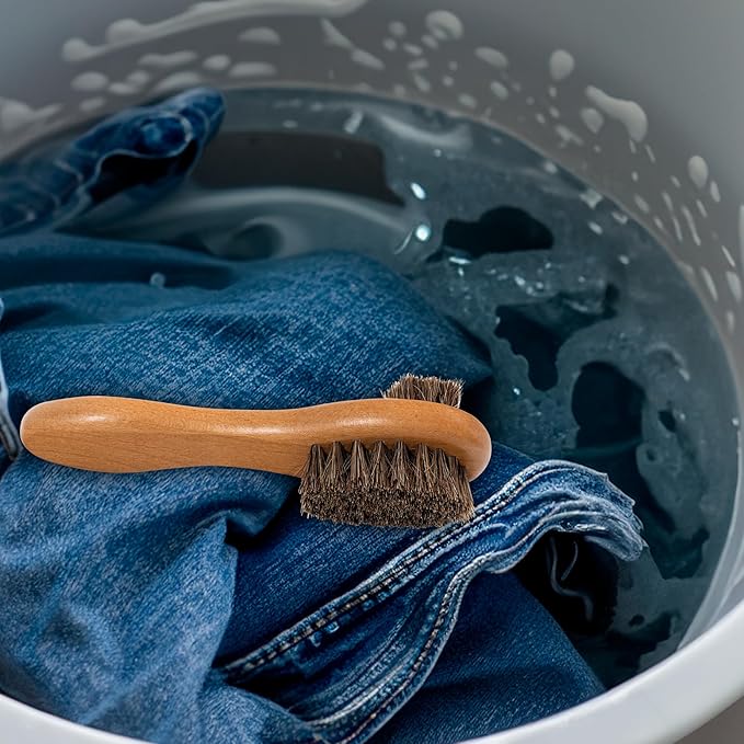 DUGATO Dual-Bristle Horsehair Laundry Stain Brush Set (2pcs) - Gentle & Tough Scrubbing for Clothes, Fabrics, Shoes - Pre-Wash Spot Treatment Tool-Ruum Studio Home