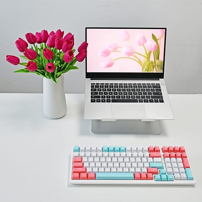 Mandy's Artificial Tulips 20 Stems Hot Pink PU Faux Flowers for Wedding Home Decor 13.5 Inch-Ruum Studio Home