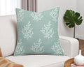 VAGMINE Embroidered Leaves Throw Pillow Cover - 20x20 Inches Square - 100% Cotton Light Teal Cushion Cover - Elegant Leaf Embroidery - Soft Boho Accent for Sofa, Lounge, Contemporary Décor-Ruum Studio Home