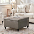HUIMO Square Leather Storage Ottoman,Ottoman Coffee Table with Storage for Living Room (Taupe)-Ruum Studio Home