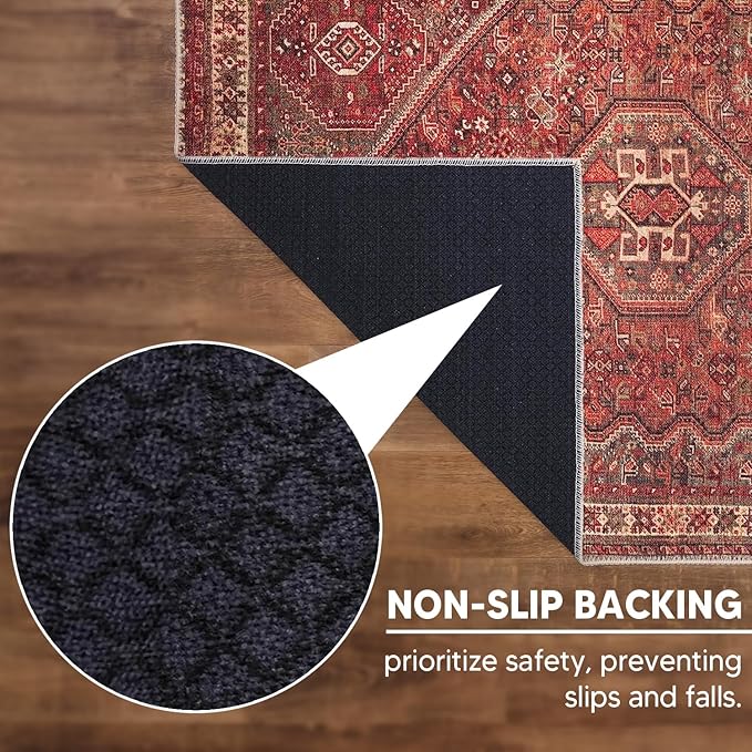 Keen Home Design 5x7 Rug - Machine Washable Area Rug with Non-Slip Backing, Ideal for Living Room, Dining Room, Bedroom - Vintage, Easy Clean, Durable, Low Pile Rug - (5' x 7')-Ruum Studio Home