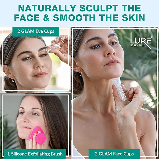 Bliss Face and Body Cupping Therapy Set – Includes Facial Cups for Cupping and Anti-Cellulite Cups - Release Fascia, Lymphatic Drainage, Natural Pain Relief-Ruum Studio Home