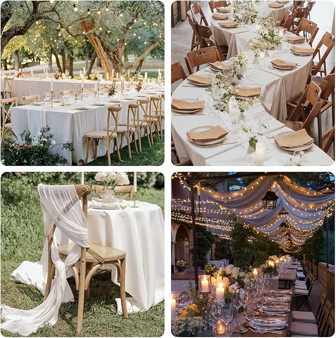 Sioloc Ivory White Cream Cheesecloth Table Runner Fall Autumn Decor for Home 10ft Table Cloth for Tea Wedding Birthday Party Baby Bridal Shower Halloween Thanksgiving-Ruum Studio Home