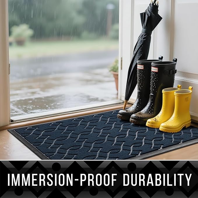 Yimobra Outdoor Mats for Front Door, All-Season Waterproof Door Mat Outside Entrance, All Weather Non-Slip Doormat, Stain and Fade Resistant, Easy Clean Patio Porch Indoor Entryway Mat, 29.5x17, Blue-Ruum Studio Home