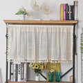Sutuo Home Boho Sheer Curtain Valance Tier Crochet Lace with Bohemian Hollow Knitted Handmade Tassels, Short Farmhouse Window Treatment for Kitchen Cafe, Rod Pocket, 1 Panel 59" W x 24" L, Beige-Ruum Studio Home