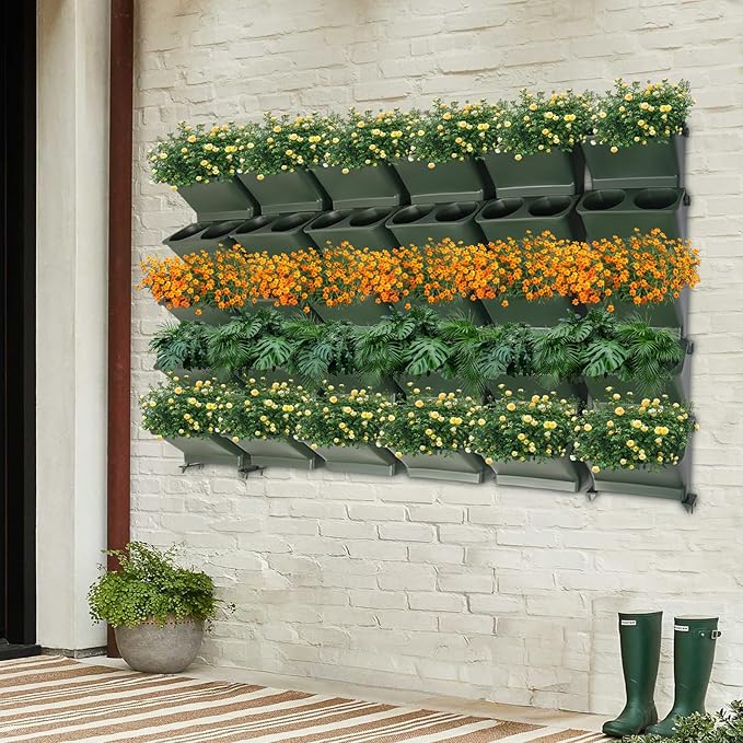 JOMCYDM Vertical Planter with 30 Pockets Wall Mounted Planter Living Wall Planter Indoor Outdoor Wall Plant Holder Microgreens Growing Kit Herb Pots-Ruum Studio Home