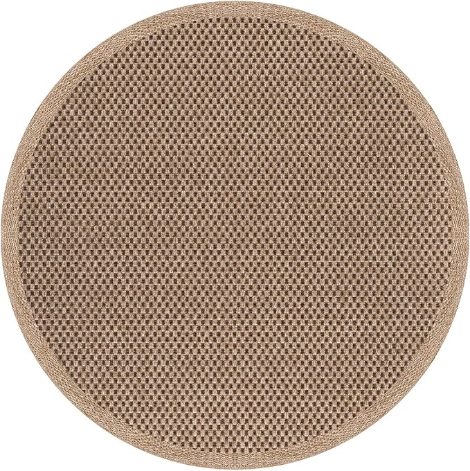 CAMILSON Easy Jute Round Rug 4ft Indoor Outdoor Natural Color Fiber Area Rugs for Living Room Patio and Kitchen Rug, Sisal Boho Woven Design Easy-Cleaning Washable Outside Carpet Alfombras (4 Round)-Ruum Studio Home