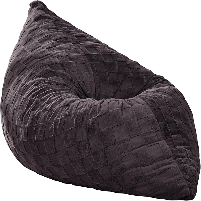 Hobestluk 3 in 1 Bean Bag Chair Giant Bean Bag Chairs for Adults with Plaid Cover Convertible Bean Bag Floor Cushion with Machine Washable Cover for Living Room (Plaid Dark Grey)-Ruum Studio Home