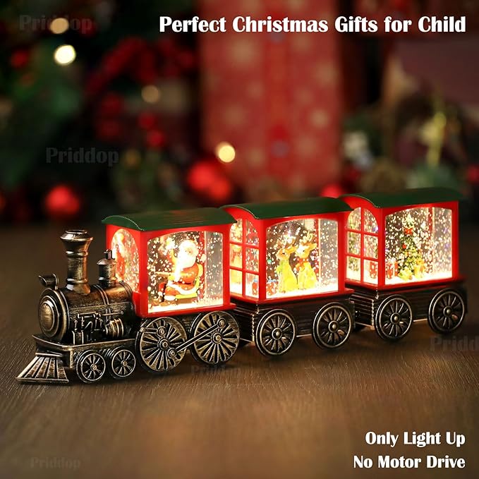 Christmas Snow Globe Train Santa Claus Reindeer Gifts Tree Classic Relief Texture Battery Powered LED Glitter Christmas Decorations Indoor-Ruum Studio Home