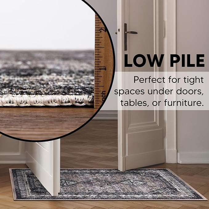 Keen Home Design 2x3 Rug - Machine Washable Entry Rug with Non-Slip Backing, Ideal for Enteryway, Kitchen, Bathroom, Laundry Room - Vintage, Easy Clean, Durable, Low Pile Rug - (2' x 3')-Ruum Studio Home