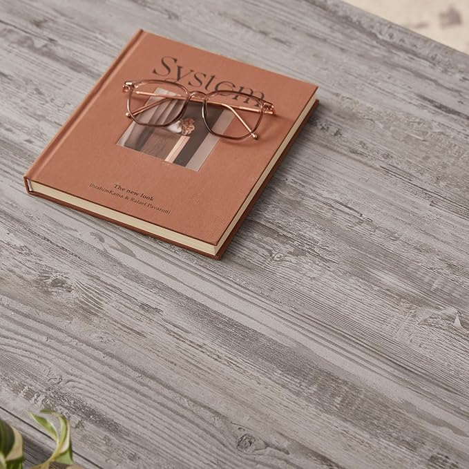 Farmhouse Coffee Tables for Living Room,Square Tea Table with Open Storage Shelf,Large Coffee Table,Rustic Wooden Center Table,Gray-Ruum Studio Home