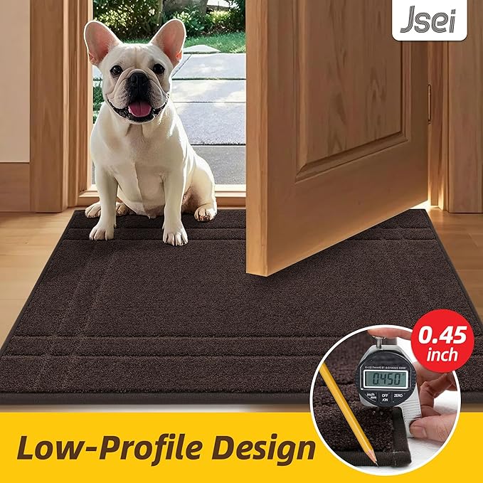 JSEI Entryway Rugs Doormat 24"x36", Non-Slip Dirt Trapper Door Mats Indoor, Washable Absorbent and Stain Resist Welcome Floor Mat for Front Door, Dog Door Mat, Muddy Wet Shoes & Paws, Brown-Ruum Studio Home