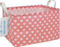 LANGYASHAN Rectangular Storage Bin Collapse Canvas Fabric Cartoon Storage Basket with Handles for Organizing Home Kitchen Boys and Girls Toys Office Closet Shelf Baskets (Rec pink heart)-Ruum Studio Home