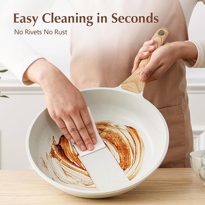 SENSARTE Nonstick Ceramic Frying Pan Skillet with Lid, 10 Inch Omelet Pan, Healthy Non Toxic Chef Pan, Induction Compatible Egg Pan with Heat Resistant Handle, Free of Intentionally Added PFAS/PTFE-Ruum Studio Home