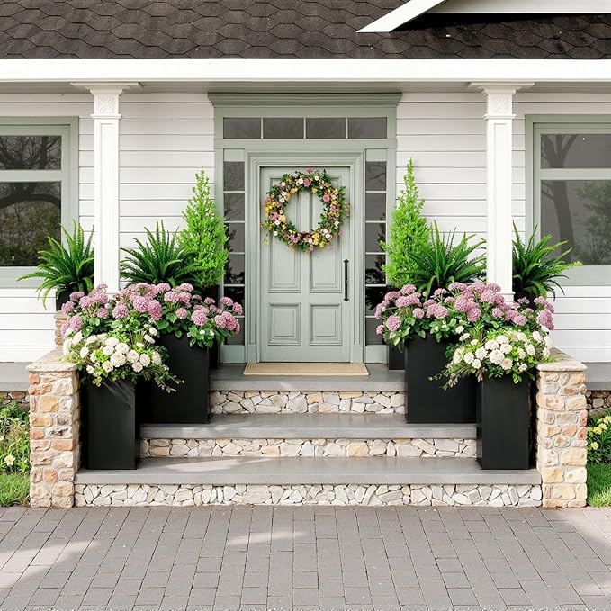 Planter Box Outdoor 38"W x 10.2"D x 30"H- Tall Rectangular Planters for Outdoor Patio/Porch, All-Weather with Anti-dumping Kit, Durable Galvanized Steel, Modern Design for Plants, Flower,Garden-Ruum Studio Home