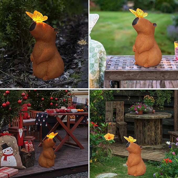 Attivolife Garden Solar Outdoor Statues Capybara Light, Outside & 7 Color Change Lamp, Patio Easter Ornament for Lawn Balcony Porch Yard Art Decor, for Mom Grandma-Ruum Studio Home