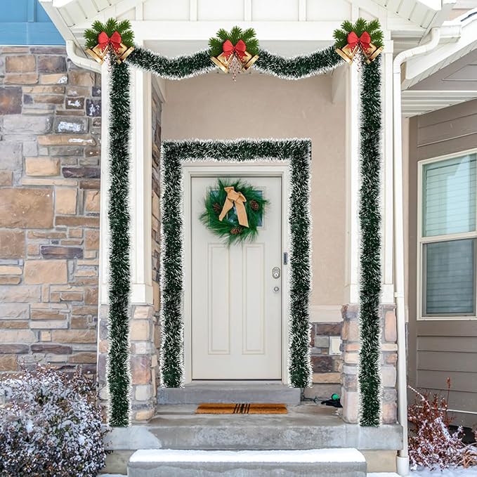 50 FT/15M Long Dark White Artificial Christmas Tinsel Garland Decorations DIY for Xmas Tree,Fireplace Mantel,Stairs Railing Outdoor Indoor Holiday Decor-Ruum Studio Home