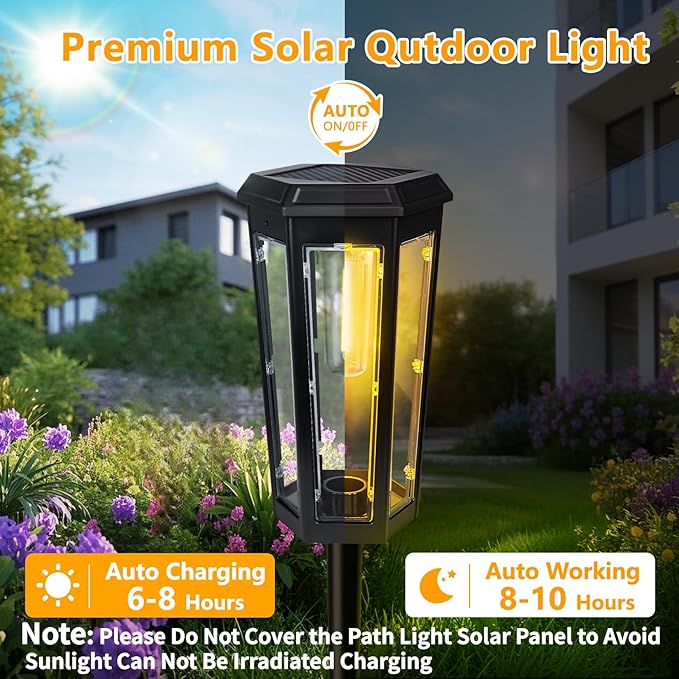 Solar Pathway Lights, Upgraded Solar Bright LED Path Lights, Outdoor Waterproof Garden Landscape Lighting with 2 Lighting Modes & Auto On/Off, for Yard, Landscape, Patio, Lawn, Path, Walkway, Driveway-Ruum Studio Home