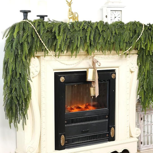 5FT Christmas Norfolk Pine Garland -1PCS, Artificial Pine Needles Garlands Faux Greenery Fake Garland for Holiday Fireplace,Table,Window,Stairs,Mante,Indoor Outdoor Decor-Ruum Studio Home