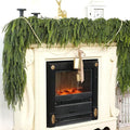 6FT Christmas Norfolk Pine Garland -2PCS, Artificial Pine Needles Garlands Faux Greenery Fake Garland for Holiday Fireplace,Table,Window,Stairs,Mante,Indoor Outdoor Decor-Ruum Studio Home