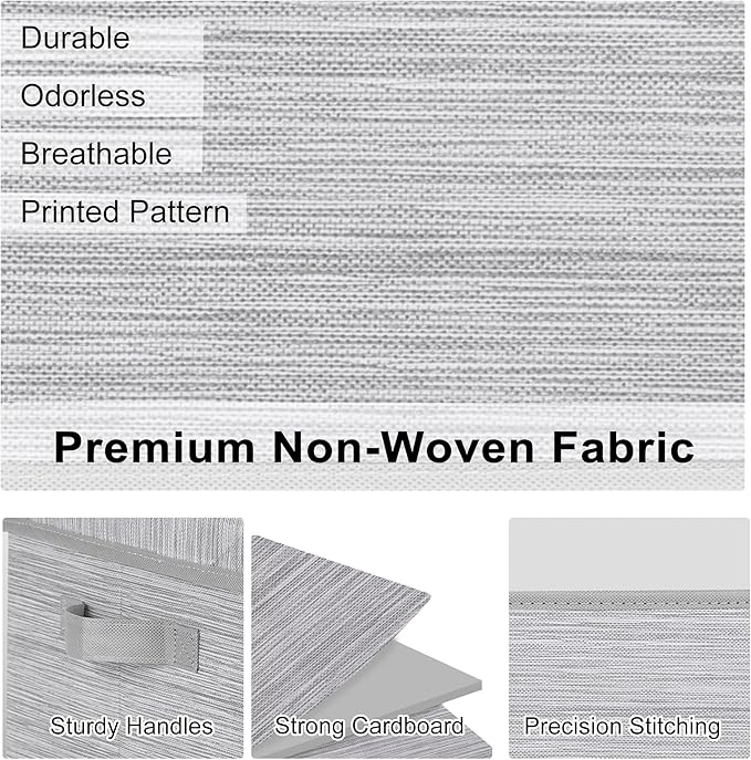 WUIKE 3 Pack Extra Large Closet Storage Bins with Lids, Gray Storage Boxes with Handles, Fabric Storage Baskets with Cover for Bedroom-Ruum Studio Home