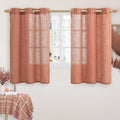 LAMIT Natural Linen Semi Sheer Curtains 48 Inch for Short Windows, Light Filtering Curtains Farmhouse Boho Bronze Grommet Drapes for Kitchen/Loft Room, 2 Panels (34 x 48 Inch, Terracotta)-Ruum Studio Home