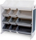 12-Bin Toy Organizer – White/Grey Gradient Ombre Frame with Chalkboard, Eraser & Chalk, Multi-Tier Storage for Kids' Playrooms and Nurseries-Ruum Studio Home