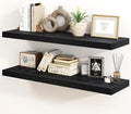 30 Inch Floating Shelves, Rustic Floating Wall Shelves 8 Inch Deep, 30 x 8 Floating Shelves for Home Decor, Deep Display & Storage Shelves for Kitchen, Bathroom, Living Room, Black Color, Set of 2-Ruum Studio Home