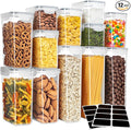 MR.SIGA 12 Pack Airtight Food Storage Container Set, BPA Free Kitchen Pantry Organization, Kitchen Canisters for Cereal, Spaghetti, includes 16 Reusable Sticker Labels-Ruum Studio Home
