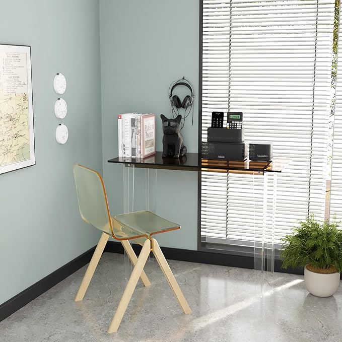 Acrylic Desk, Modern Study Table for Home Office - Extended Surface Multi-Purpose Console & Entryway Table, Sturdy Lightweight Design (42.5-inch, Yellowtea)-Ruum Studio Home