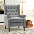 Mid Century Wingback Recliner Chair for Adults, Modern Linen Fabric Push Back Recliner Chairs with Button Tufted Upholstered Back & Footrest, Manual Recliner Chais for Living Room, Nursery, Gray-Ruum Studio Home