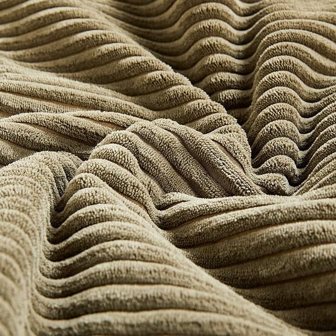 Fancy Homi 2 Packs Olive Green Lumbar Decorative Throw Pillow Covers 12x20 Inch for Living Room Couch Bed, Farmhouse Boho Home Decor, Soft Striped Corduroy Rectangle Accent Cushion Case 30x50 cm-Ruum Studio Home