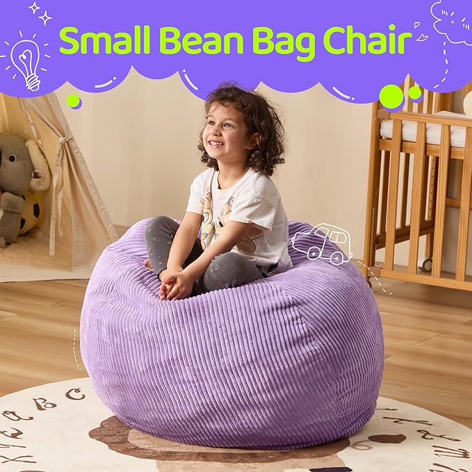 Bean Bag Chairs Teardrop Bean Bag Chair Beanbag Chair with Memory Foam Filled Machine Washable Cover for Living Room, Bedroom (Small,Purple)-Ruum Studio Home