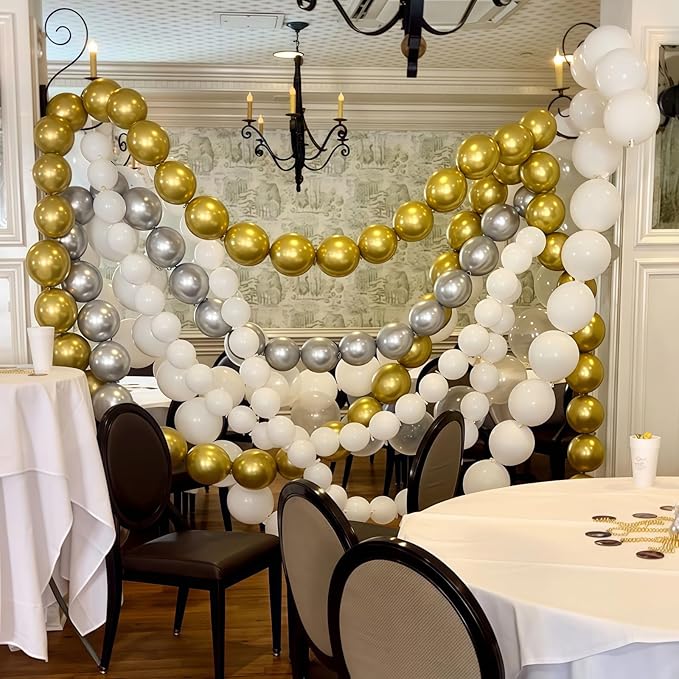 White and Gold Quick Link Balloons, 100PCS 6 Inch Small Baby Pink Linking Balloons for Making Balloon Wall Heart Arch Tails Balloon for Girls Wedding Birthday Baby Shower Engagement Party Decorations-Ruum Studio Home